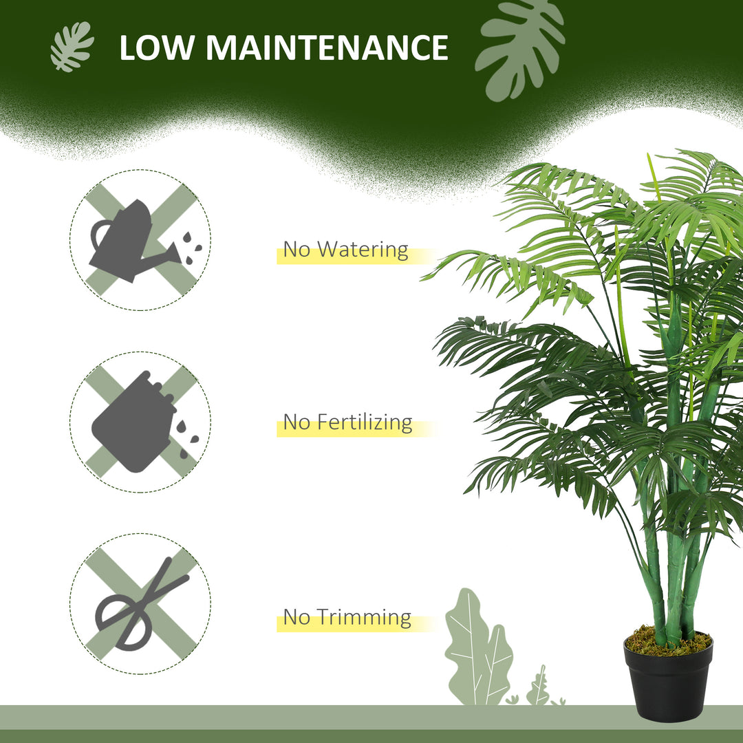 125cm/4FT Artificial Palm Plant Decorative Tree with Nursery Pot, Fake Plastic Indoor Outdoor Home Office Décor, Green