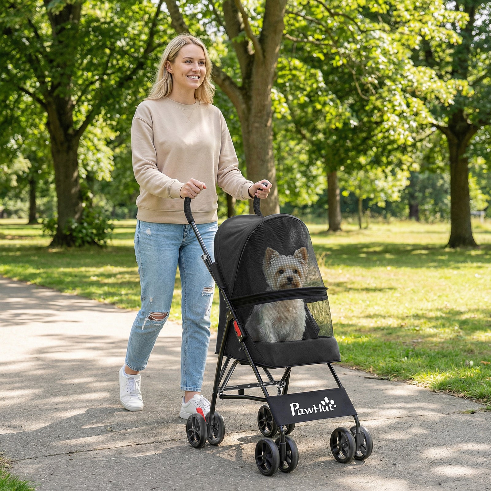 Dog Stroller, Foldable Cat Dog Pram for Miniature Breeds, Pet Stroller