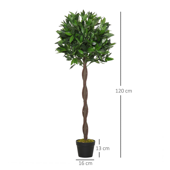 Artificial Bay Laurel Topiary Trees w/ Pot Fake, Set Of 2 120cm/4FT Indoor Greenery Plant Home Office Garden Decor Green