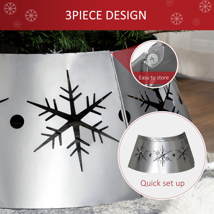 Christmas Tree Collar, 66cm Christmas Tree Base Cover with Hollow Snowflake Patterns, Xmas Decoration for Party, Holiday, Home, Silver