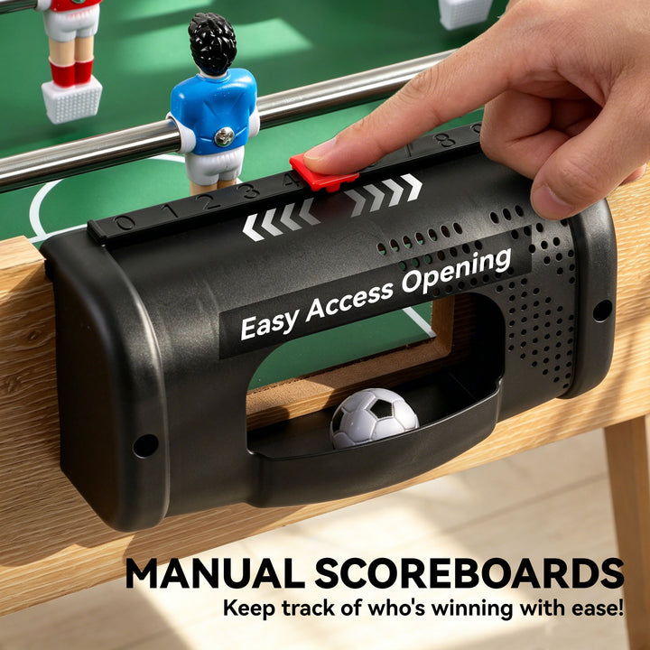 4ft Table Football, Foosball Game Table with 22 Players, 2 Balls and M