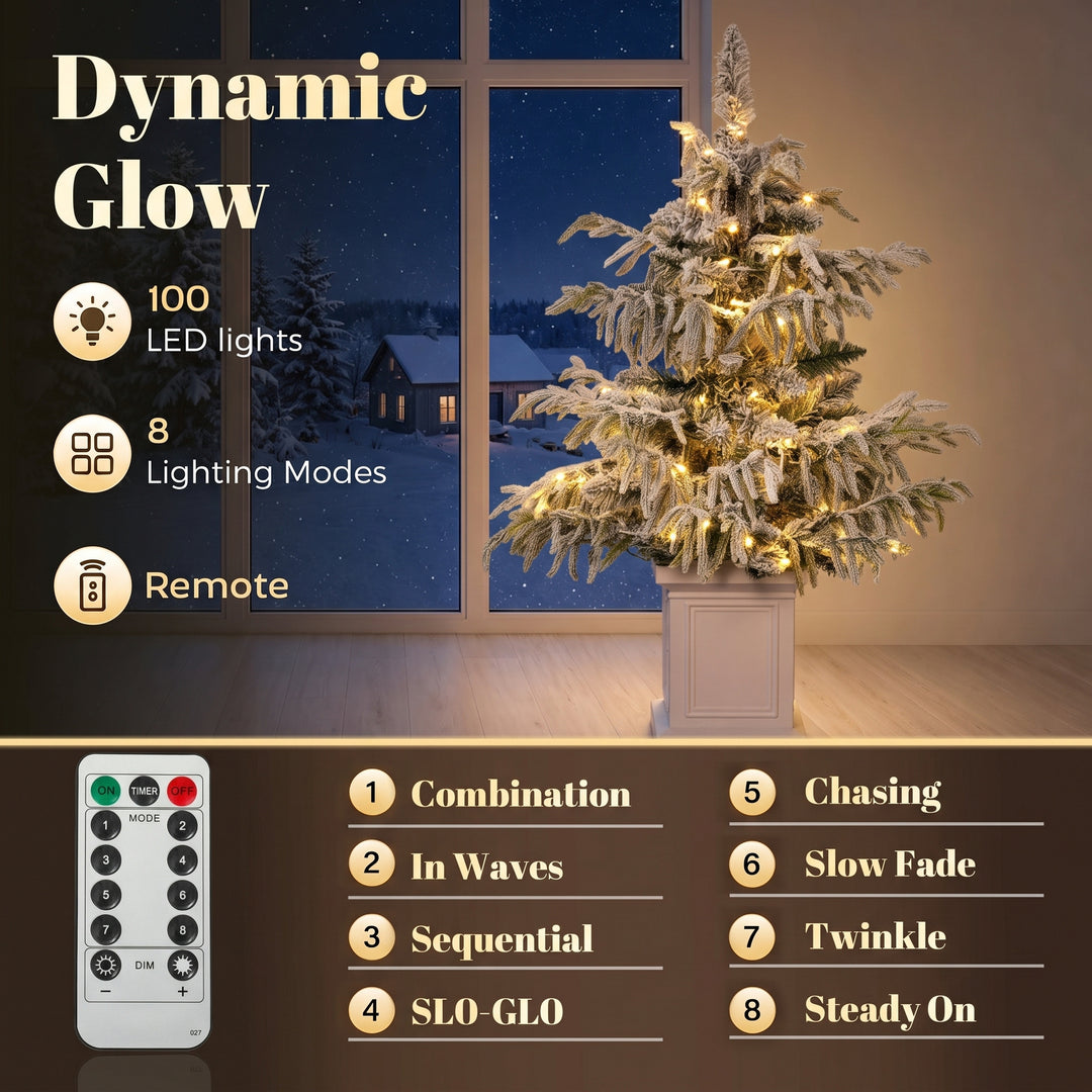 3ft Prelit Flocked Christmas Tree, Artificial Snow Flocked Spruce - view 5