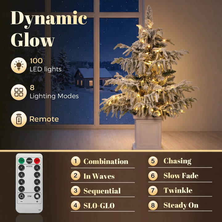 3ft Prelit Flocked Christmas Tree, Artificial Snow Flocked Spruce - view 5