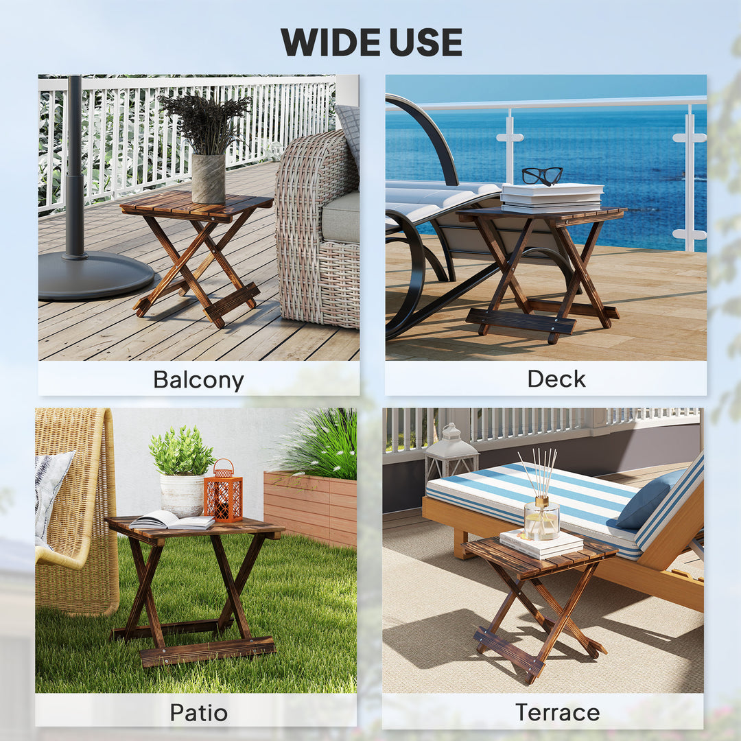 Fir Wood Folding Coffee Table, Lightweight Small Garden Table with Sla