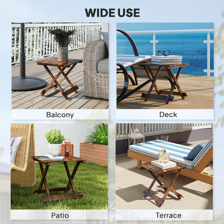 Fir Wood Folding Coffee Table, Lightweight Small Garden Table with Sla