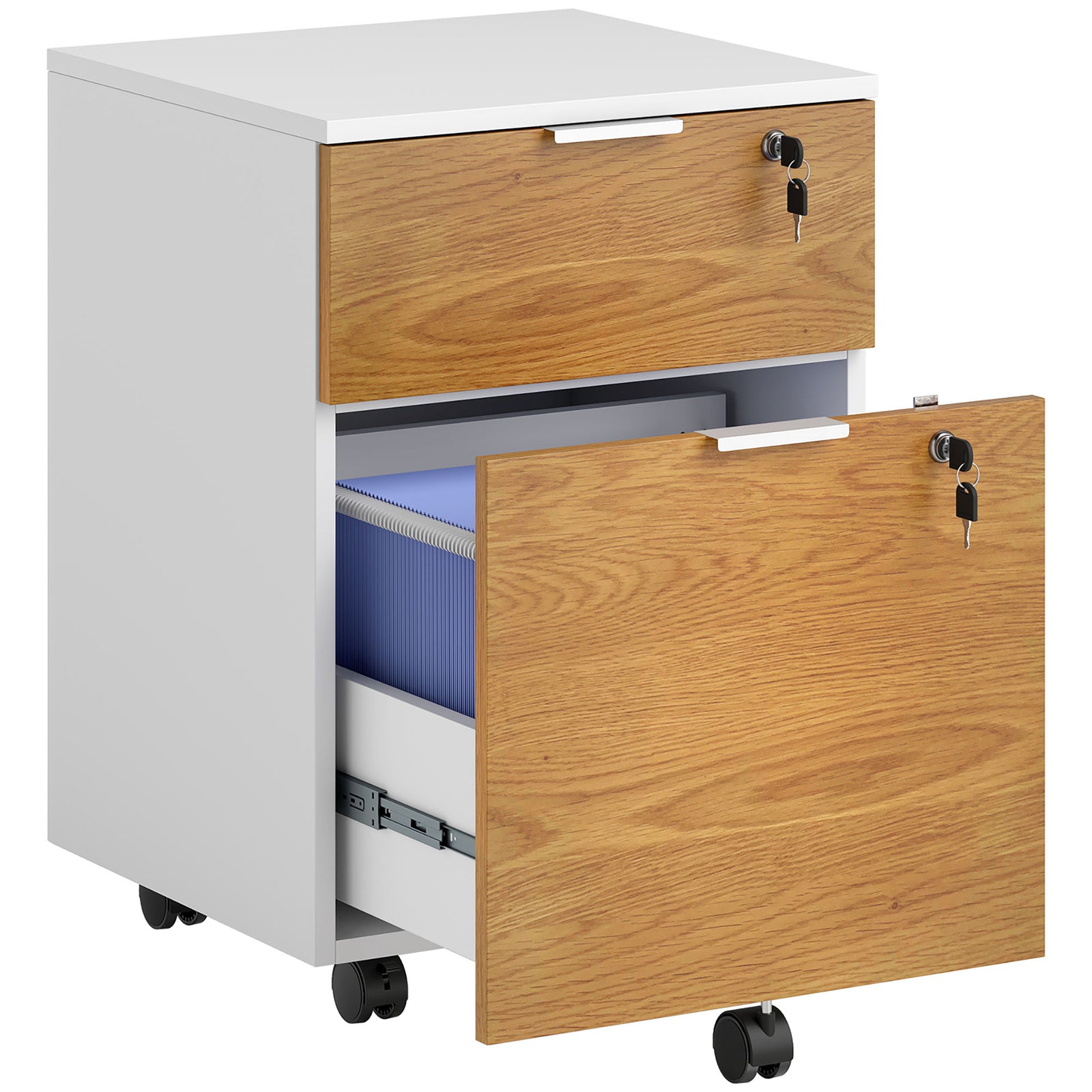 Two-Drawer Lockable Filing Cabinet - Wood Effect