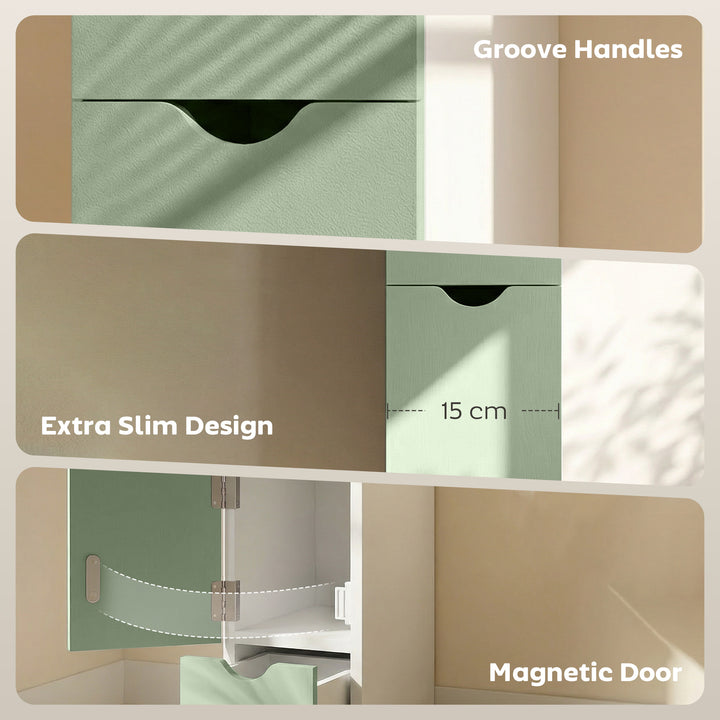 Slim Bathroom Storage Cabinet, Tall Bathroom Floor Cabinet with 2-Tier