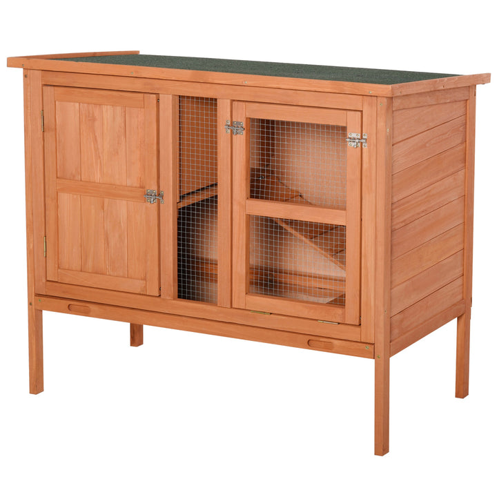 Wooden Guinea Pigs Hutches Elevated Pet Bunny House with Slide-Out Tray Openable Roof