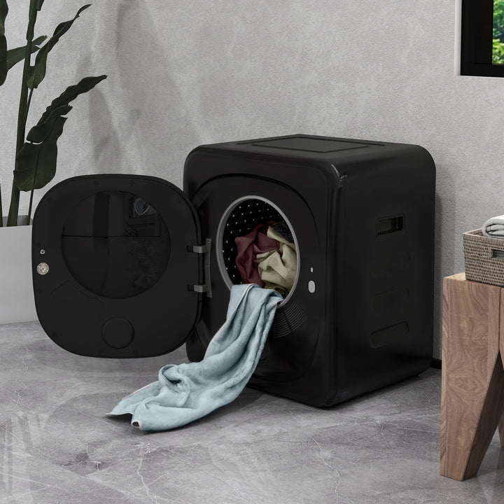 4kg Vented Tumble Dryer with Deodorize, Smart Mode, 800W Compact Tumble Dryer with Stainless Steel Tub, Front Load, for Flat, Home, RVs, Black