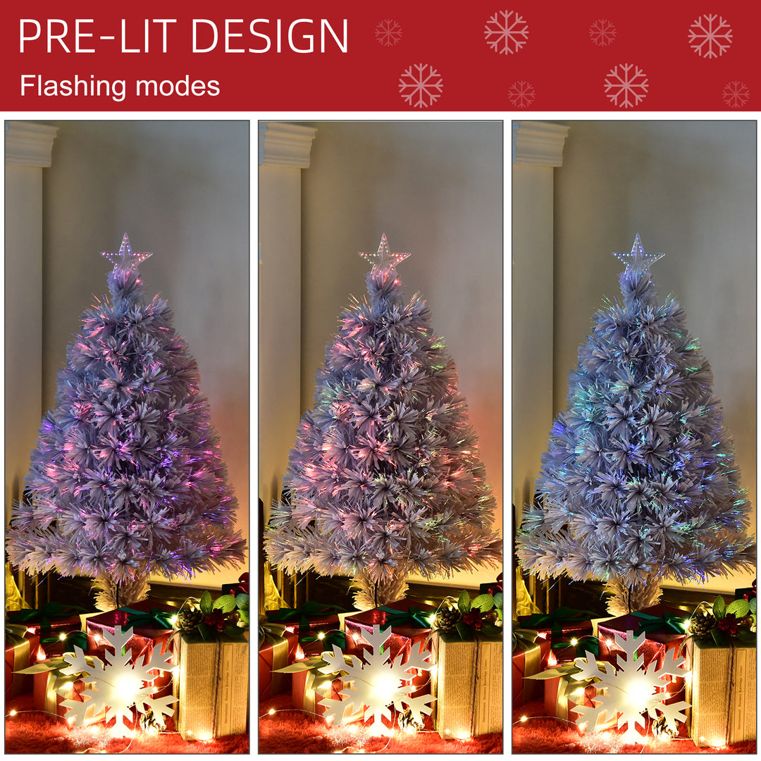 MCL 2.5FT Prelit Artificial Tabletop Christmas Tree with Fibre Optics Holiday Home Xmas Decoration for Table and Desk, White