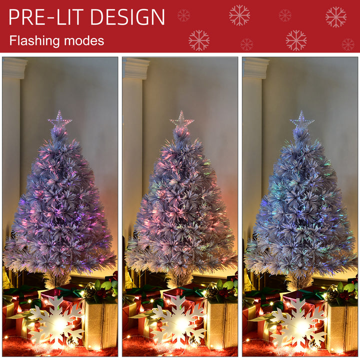 MCL 2.5FT Prelit Artificial Tabletop Christmas Tree with Fibre Optics Holiday Home Xmas Decoration for Table and Desk, White
