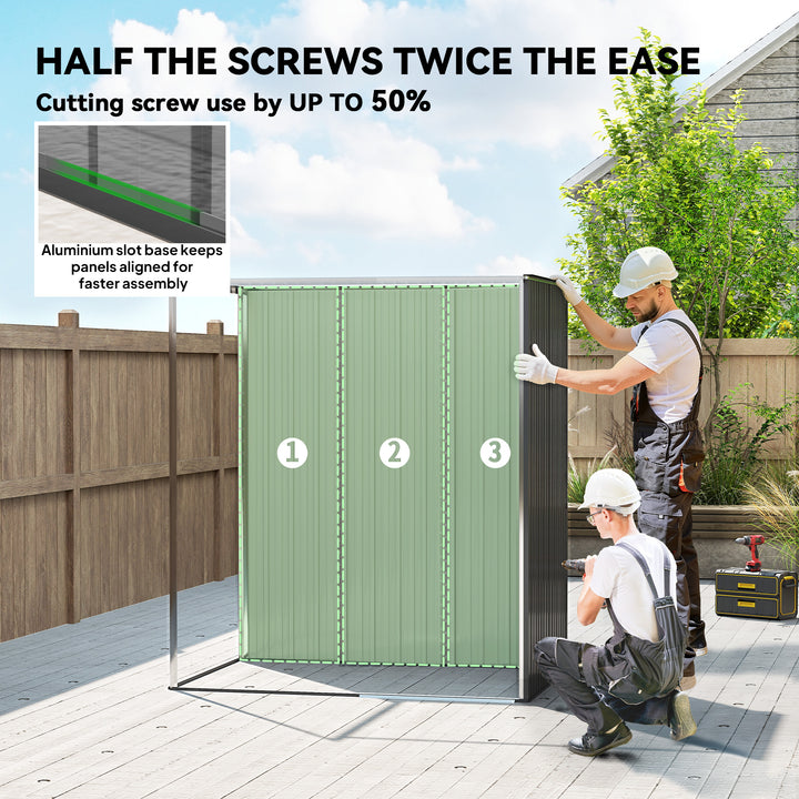 5 x 3.5ft Metal Garden Storage Shed with Effortless Assembly and 2 Pai