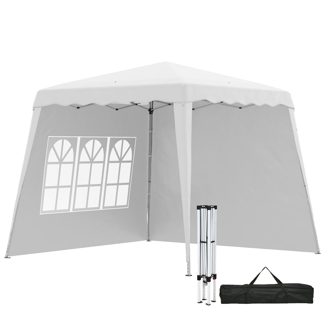 2.4 x 2.4m Two Wall Pop Up Gazebo - White