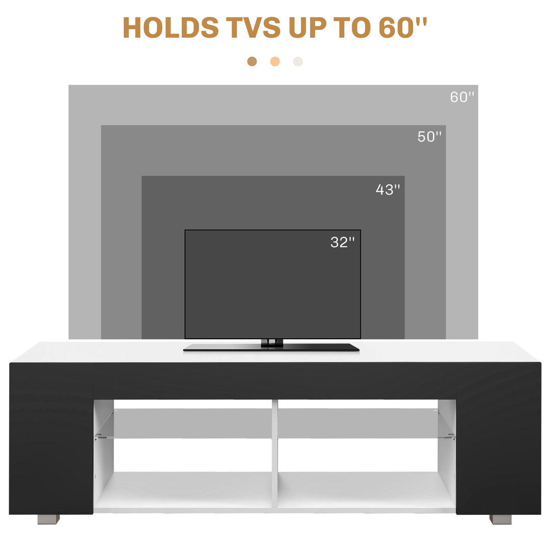 Multi-Shelf TV Cabinet, with Adjustable LED Lights - Black