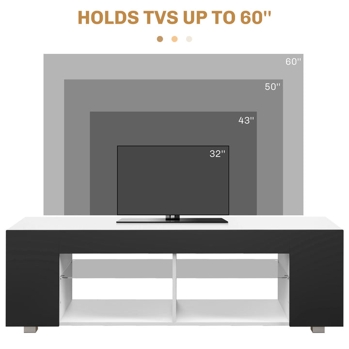 Multi-Shelf TV Cabinet, with Adjustable LED Lights - Black