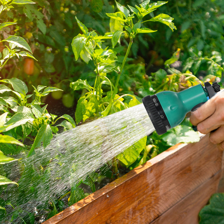 Outsunny Retractable Hose Reel Wall Mounted, 20+2m Garden Hose Pipe Reel with Lock, Auto Rewind, 7 in 1 Spray Nozzle, Includes Wall Fixings, 180° Swivel, Outdoor Watering, Light Grey