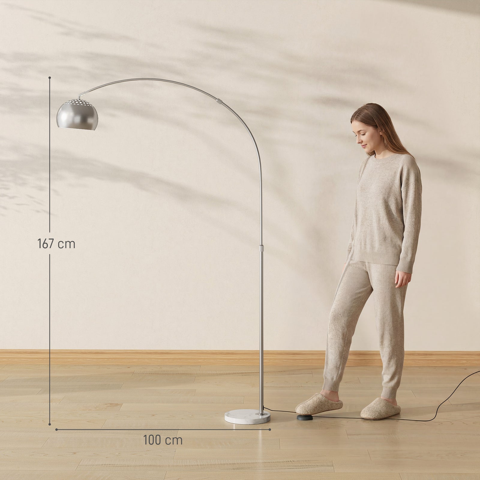 Arc Floor Lamp for Living Room, Modern Adjustable Standing Lamp with F