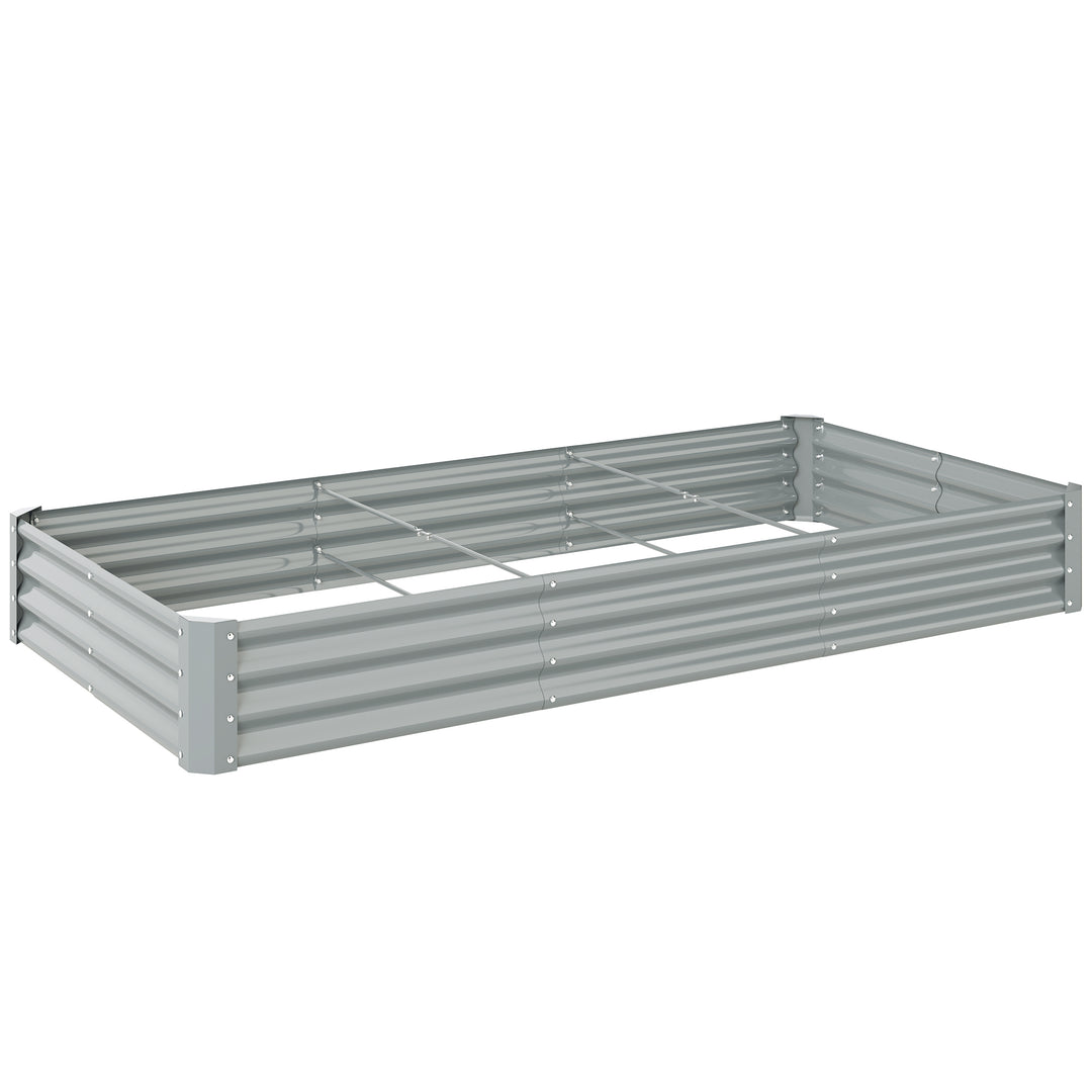 Outsunny 240 x 120cm Galvanised Steel Open Planter - Silver
