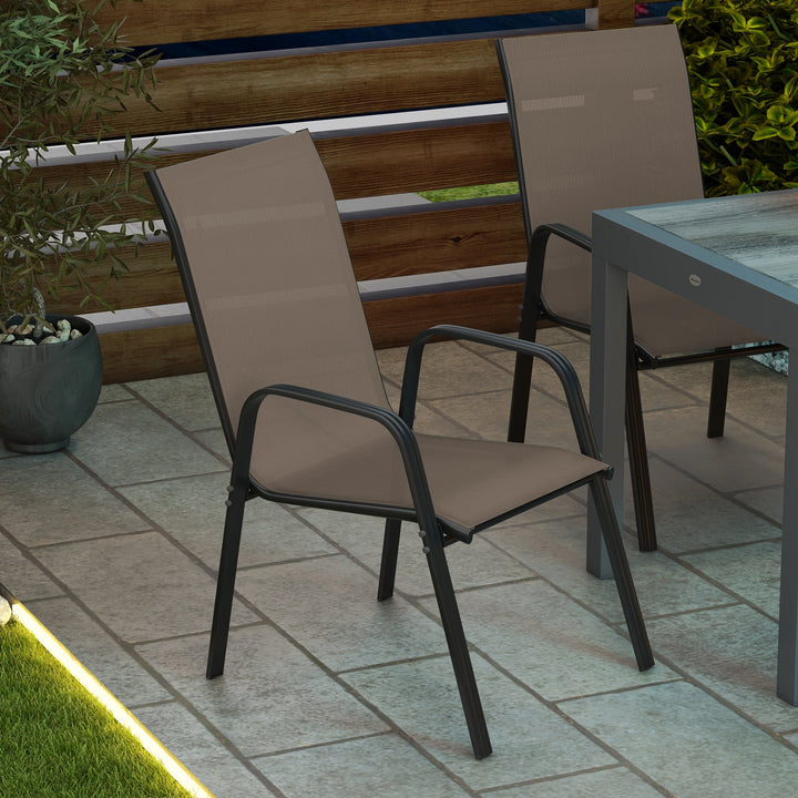 Set of Four Stackable Mesh Seat Chairs - Grey