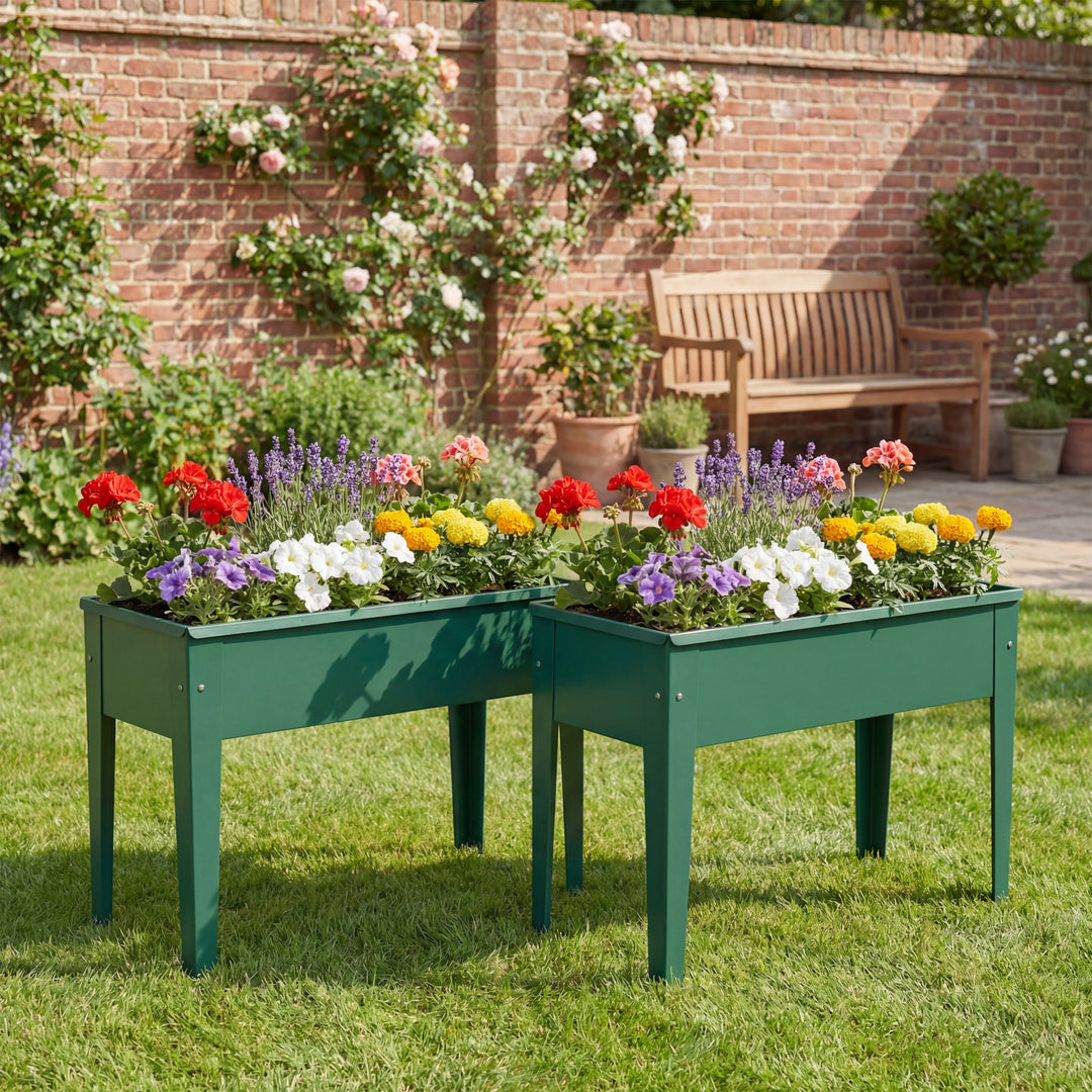 Raised Planter, Metal Raised Garden Bed on Legs with Drainage Hole and