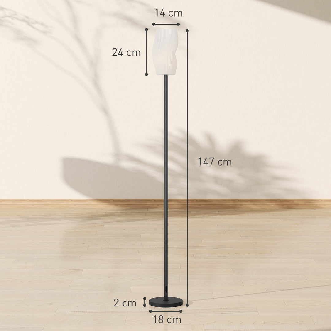 Floor Lamp for Living Room, 3D Printed Modern Standing Lamp with Flowing Curved Shade, 3 Colour Temperature & Foot Switch, Minimalist Tall Pole Lampshade for Bedroom, Office, White