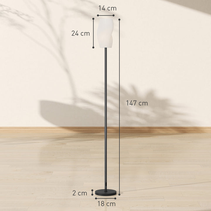Floor Lamp for Living Room, 3D Printed Modern Standing Lamp with Flowing Curved Shade, 3 Colour Temperature & Foot Switch, Minimalist Tall Pole Lampshade for Bedroom, Office, White