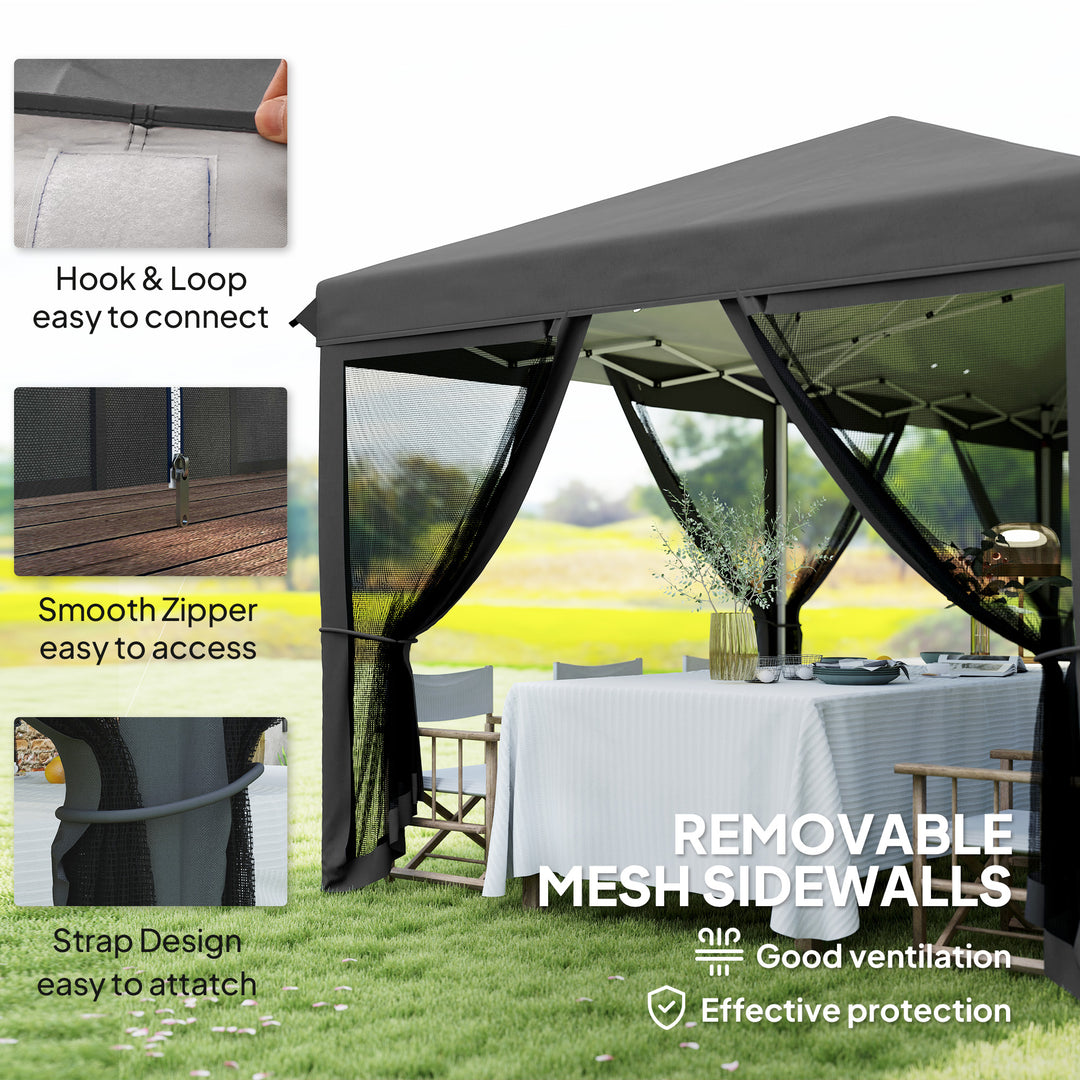 3 x 6m Pop Up Gazebo, Outdoor Canopy Shelter, Marquee Party Wedding Tent with 6 Mesh Walls and Carry Bag, Black