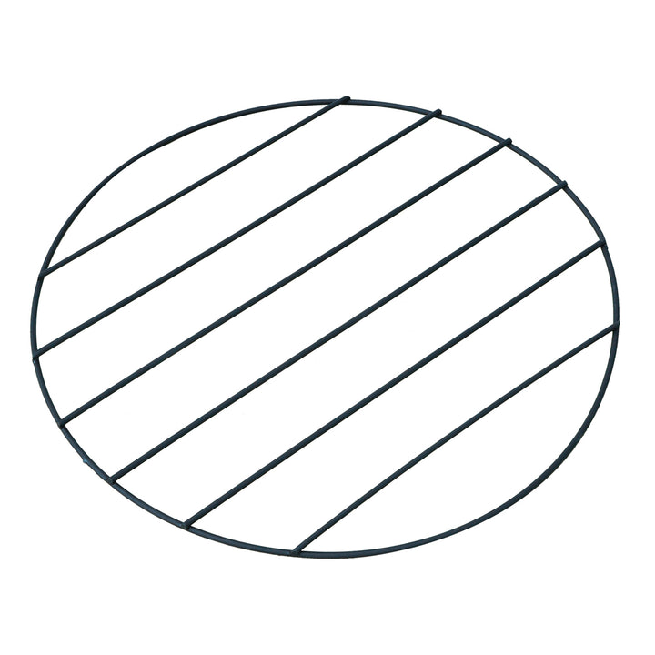 MCL Metal Firepit Bowl Outdoor Round Fire Pit w/ Lid, Log Grate, Poker for Backyard, Camping, BBQ, Bonfire, Wood Burning Stove, 56 x 56 x 45cm, Black