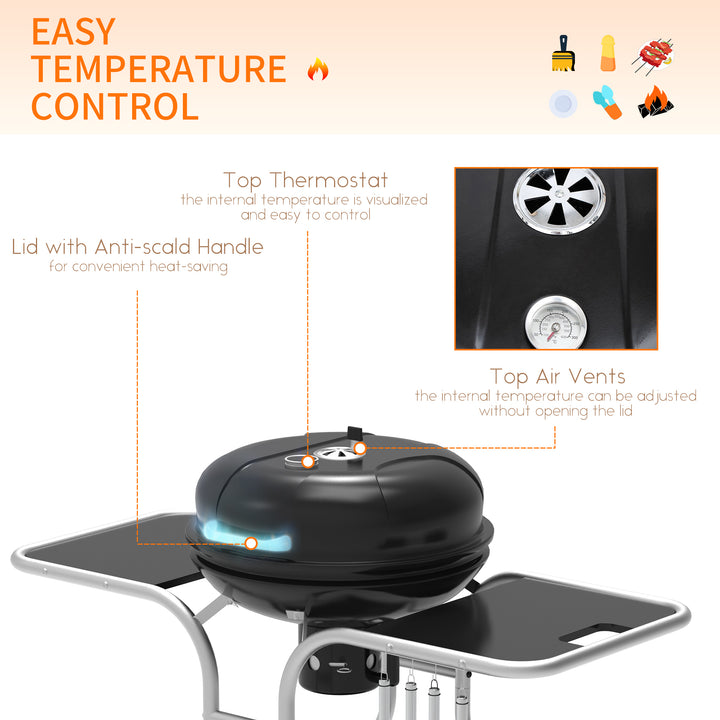 Outsunny Charcoal Grill Trolley Barbecue Grill W/ Wheels | Aosom UK