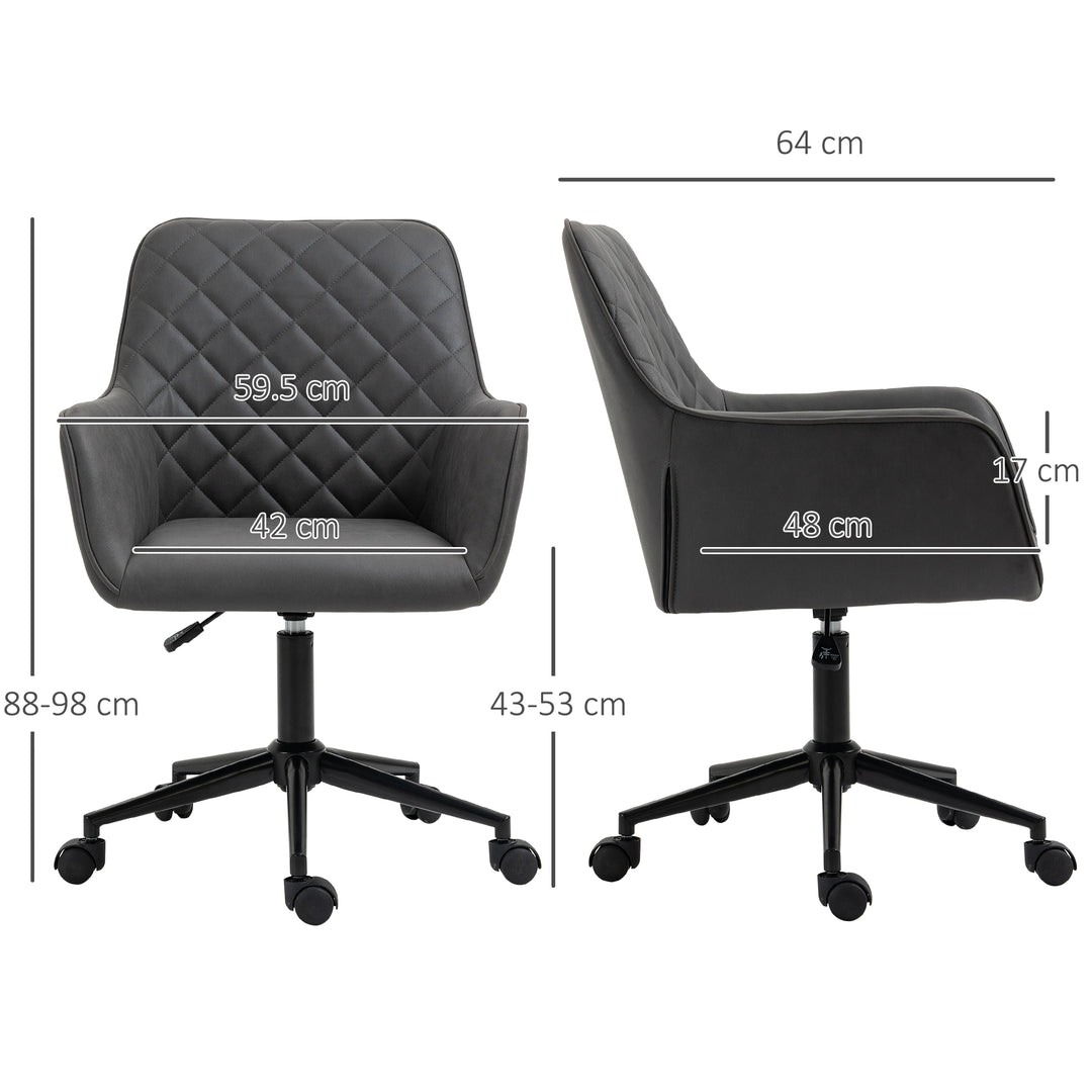 MCL Office Desk Chair, Leather-Feel Fabric Computer Swivel Chair with Rolling Wheels and Adjustable Height for Home, Grey