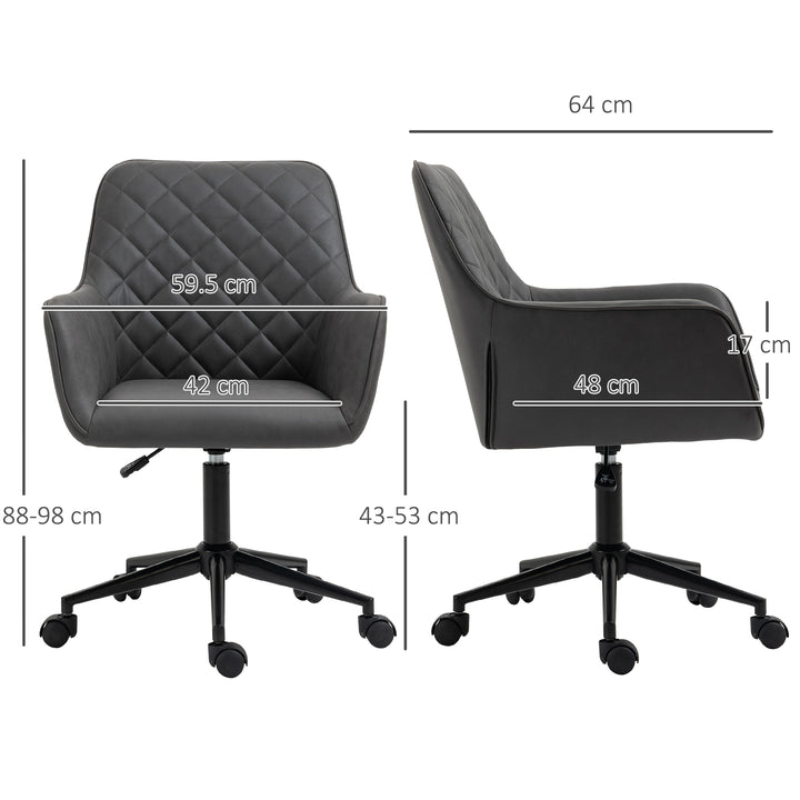 MCL Office Desk Chair, Leather-Feel Fabric Computer Swivel Chair with Rolling Wheels and Adjustable Height for Home, Grey