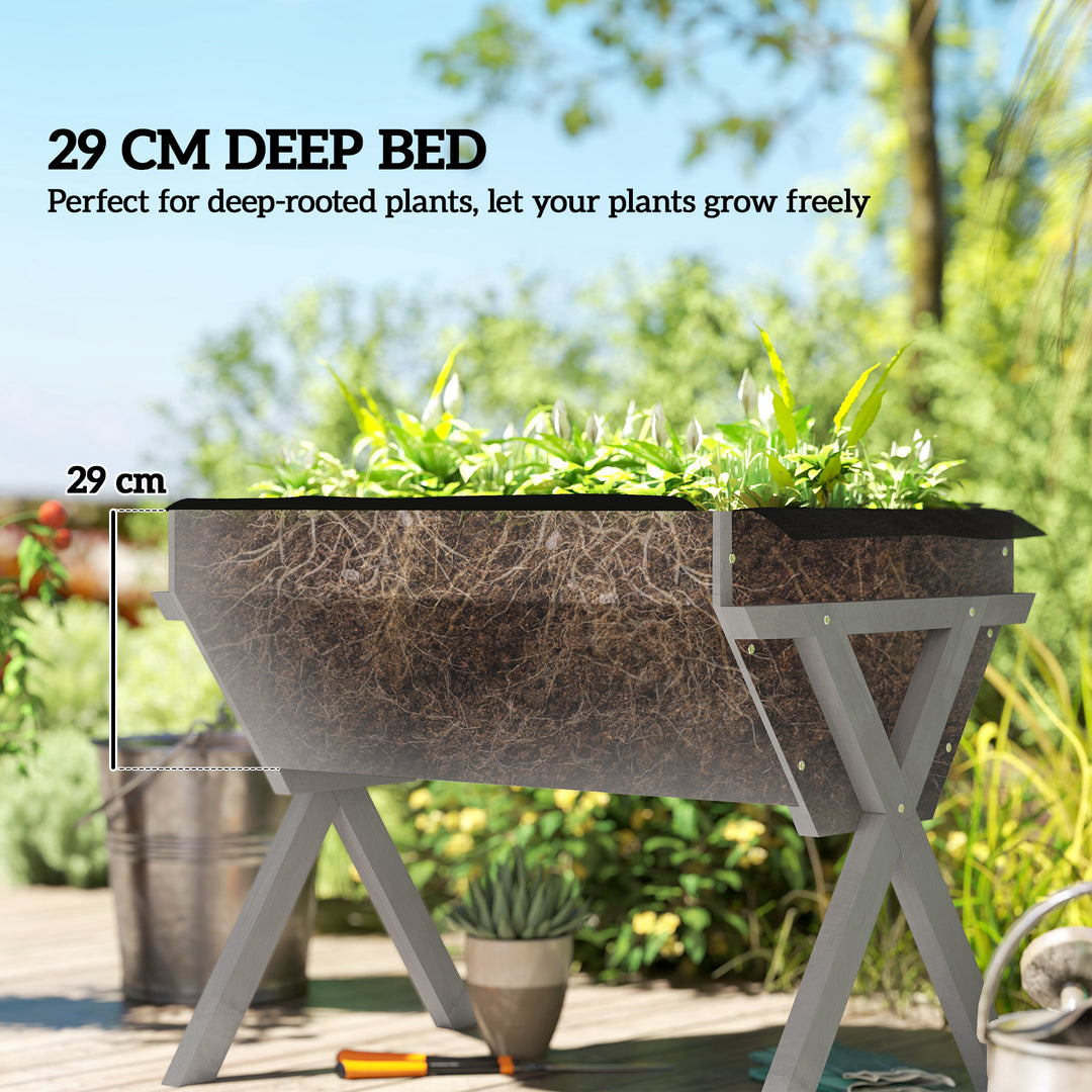 Wooden Raised Garden Bed with Bed Liner, Elevated Planter Box with Leg