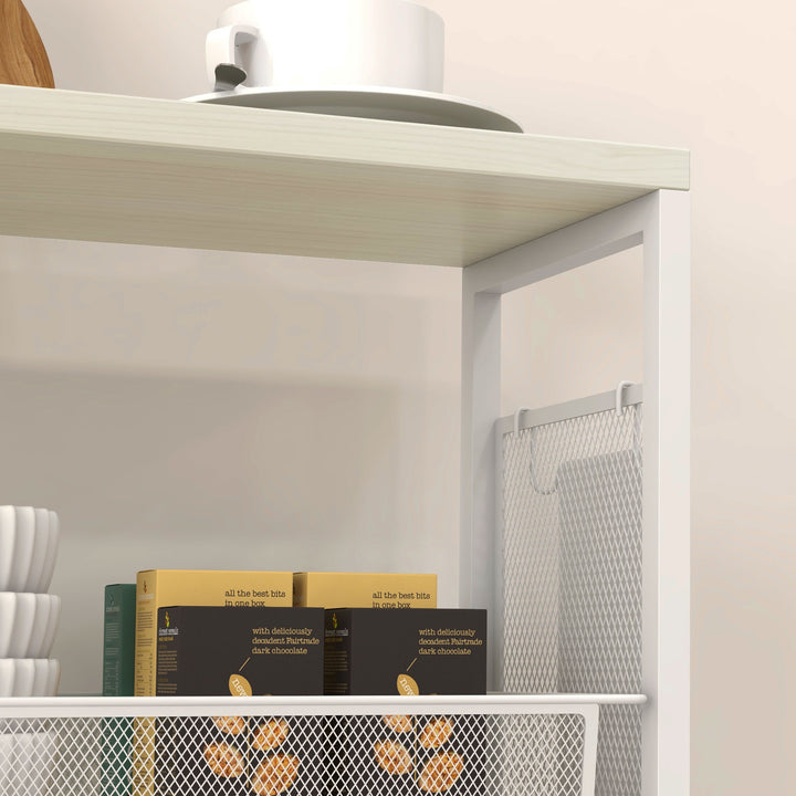 3-Tier Kitchen Cart with 3 Steel Wire Baskets