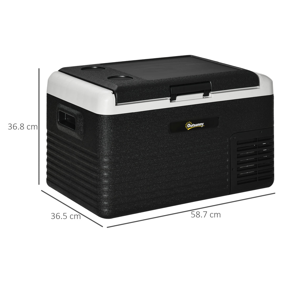 Outsunny 30L Car Refrigerator, Portable Compressor Car Fridge Freezer, Electric Cooler Box with 12/24V DC and 110