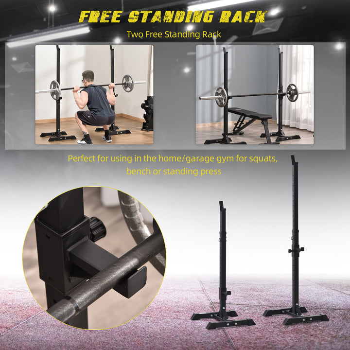 HOMCOM Heavy Duty Weights Bar Barbell Squat Stand Stands Barbell Rack Spotter GYM Fitness Power Rack Holder Bench New | Aosom UK