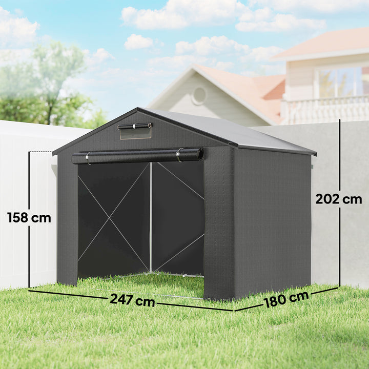 8 x 6 ft Outdoor Garden Storage Shed, Waterproof Bike Tent with Roll-Up Zipper Door