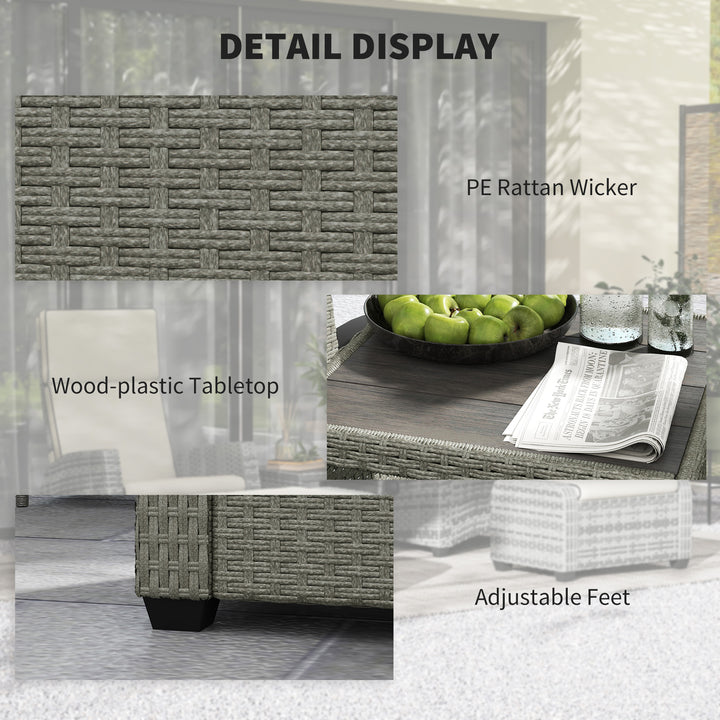 5-Piece Rattan Garden Furniture Set with Cushions - Charcoal Grey