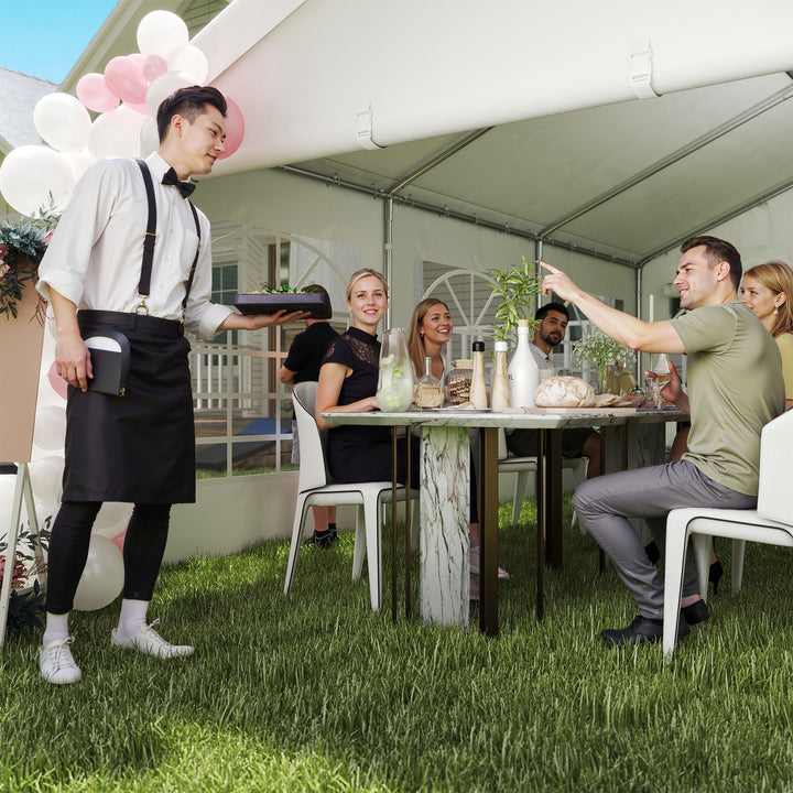 6m x 4m Heavy Duty Garden Gazebo, Galvanised Marquee Party Tent with Removable Sides and Windows for Parties, Wedding and Events, White