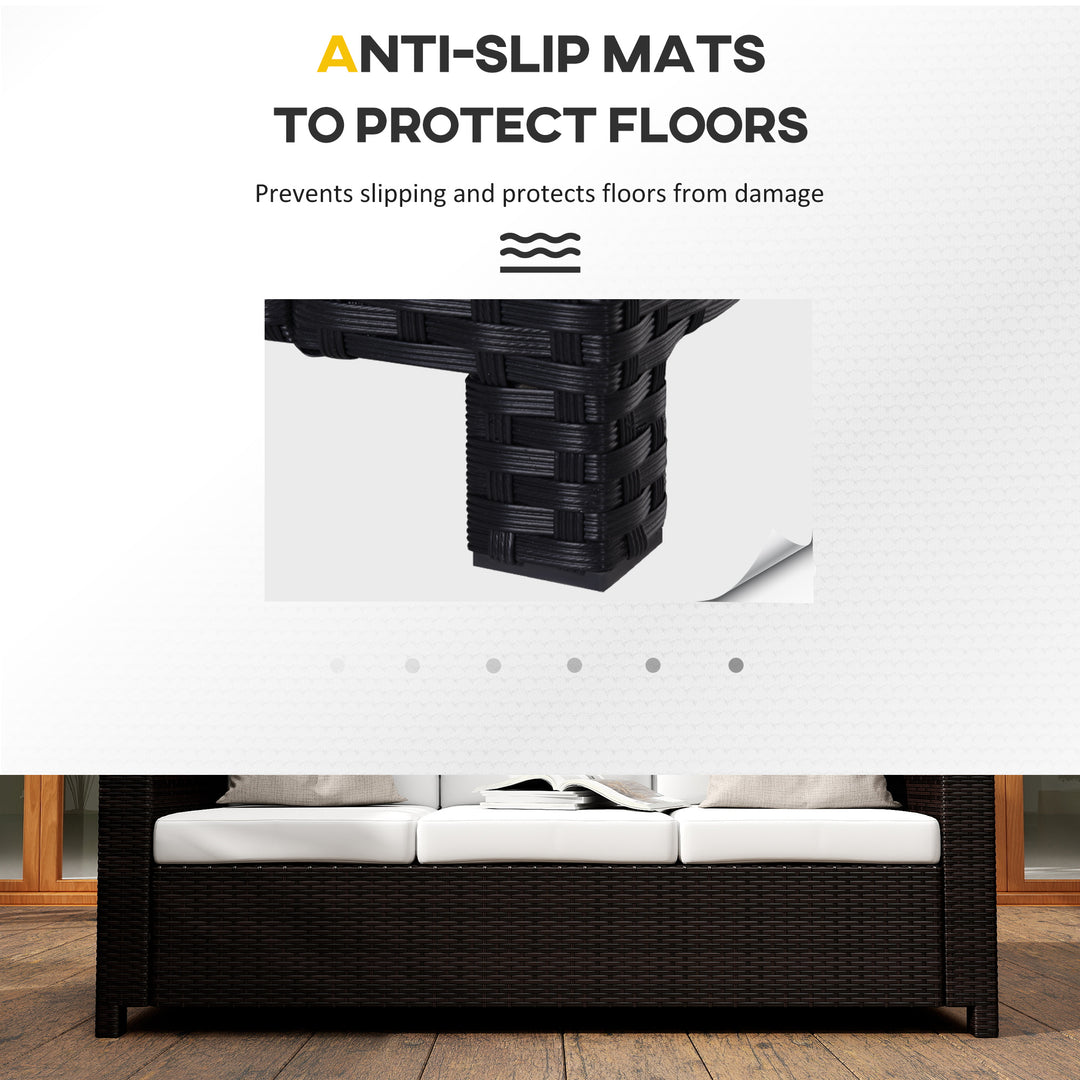 MCL 3 Seater Rattan Sofa All-Weather Wicker Weave Metal Frame Chair with Fire Resistant Cushion, Black