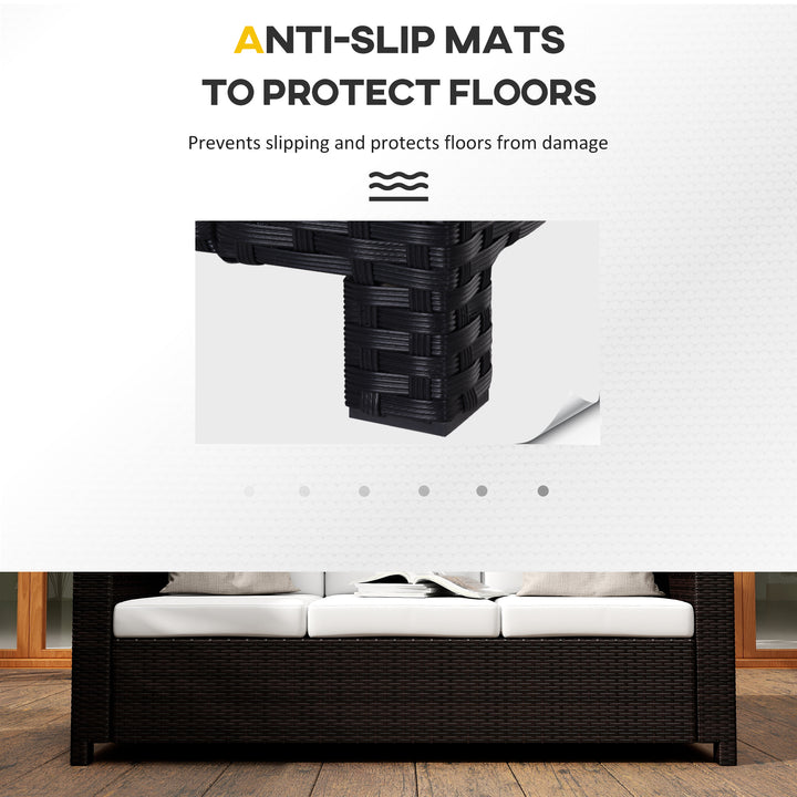 3 Seater Rattan Sofa All-Weather Wicker Weave Metal Frame Chair with Fire Resistant Cushion, Black