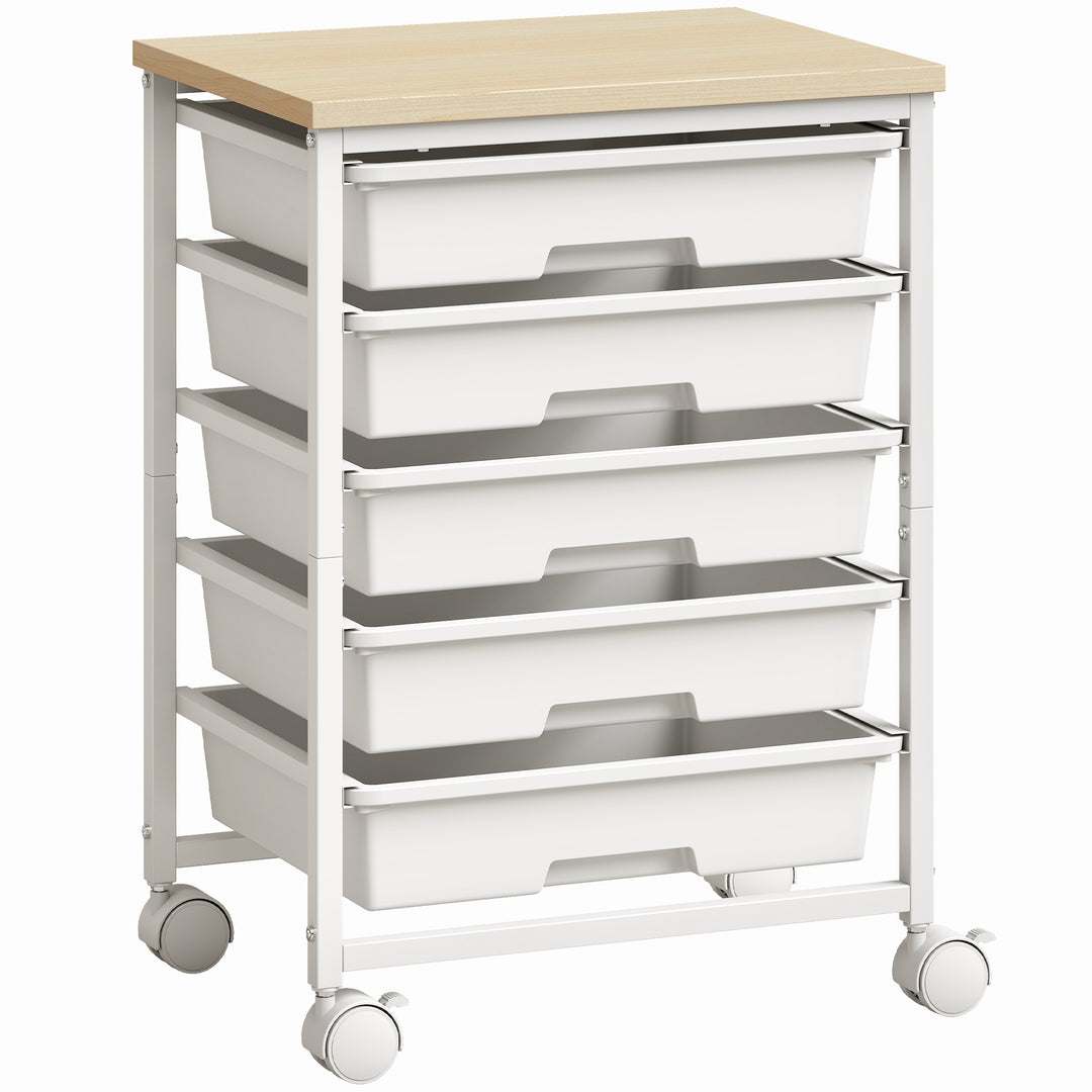 6-Tier Storage Trolley on Wheels, Metal Kitchen Rolling Cart with 5 Pu