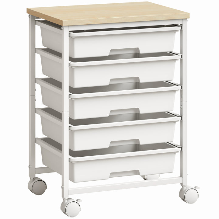 6-Tier Storage Trolley on Wheels, Metal Kitchen Rolling Cart with 5 Pu
