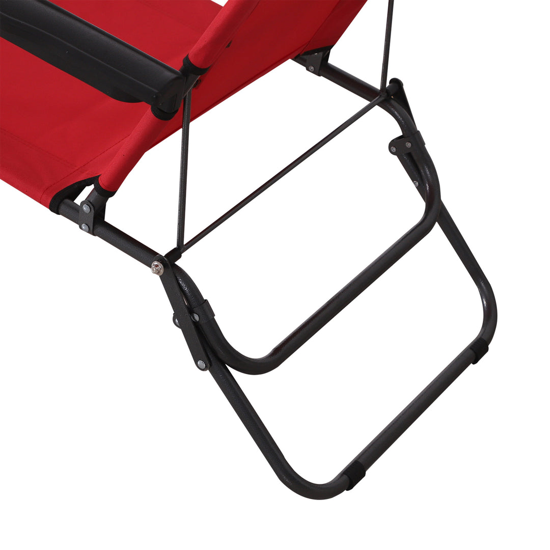 2 in 1 Folding Sun Lounger Reclining Garden Chair Set of 2 with 2-Level Adjustable Backrest, Outdoor Zero Gravity Recliner Garden Chairs with Head Pillow and Armrests, Red