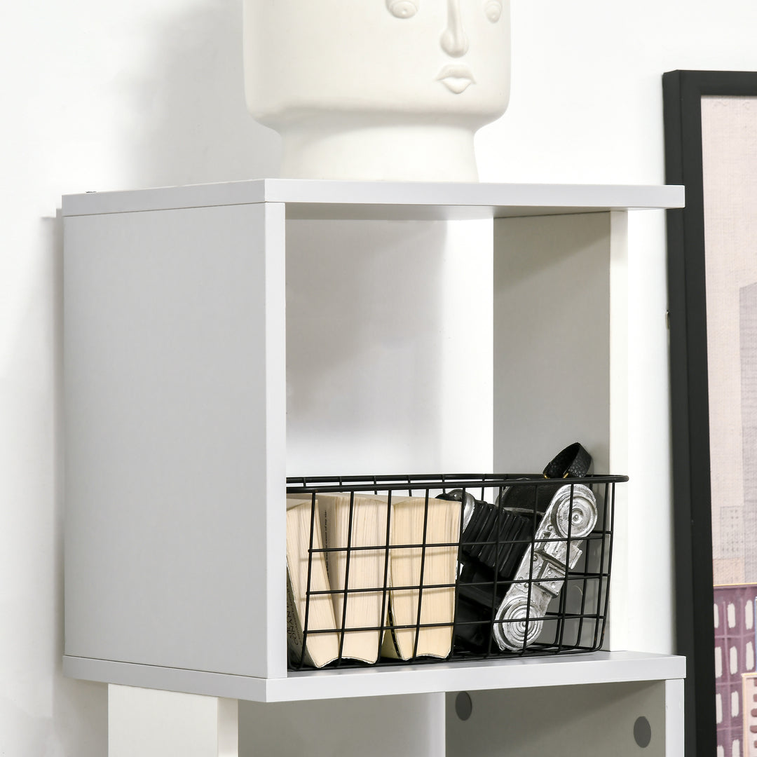 Modern 5-Tier Bookshelf, Freestanding Bookcase Storage Shelving for Living Room Home Office Study, White and Light Grey