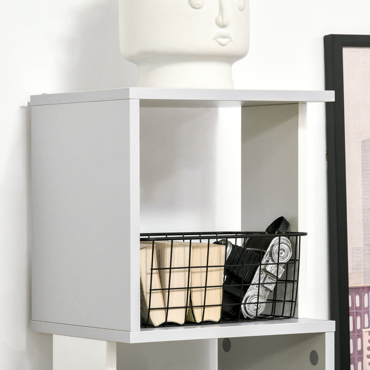 Modern 5-Tier Bookshelf, Freestanding Bookcase Storage Shelving for Living Room Home Office Study, White and Light Grey