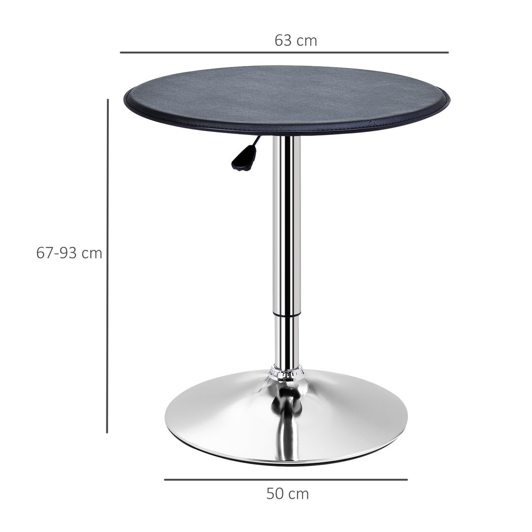 HOMCOM Adjustable Round Bistro Bar Table with PVC Leather Top Steel Base Home Kitchen Dining Desk Black | Aosom UK