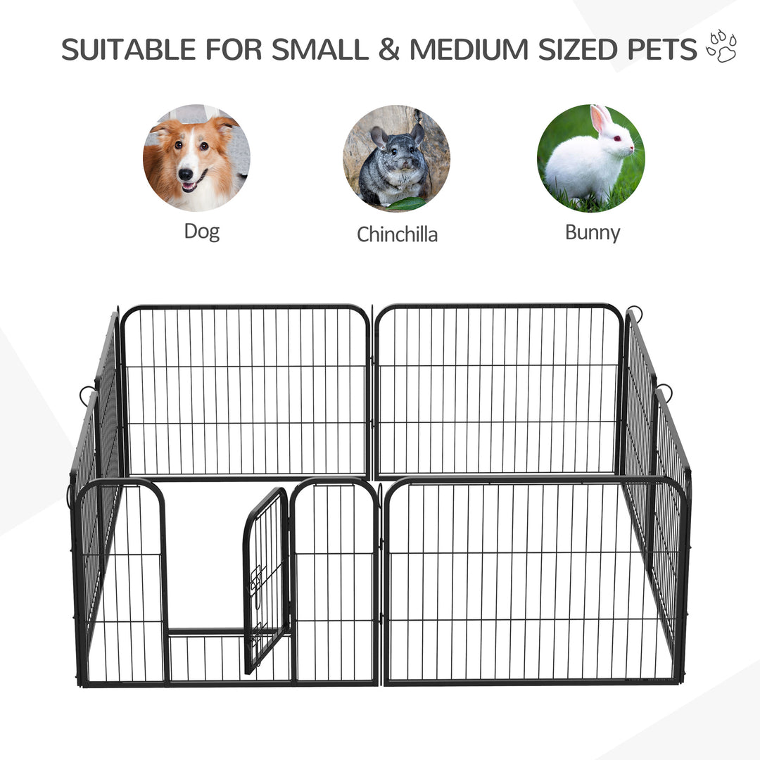 PawHut Metal Playpen for Dogs, Small Pet Enclosure, Rabbit Pig Hutch Run, Foldable, Black, 80 x 60 cm