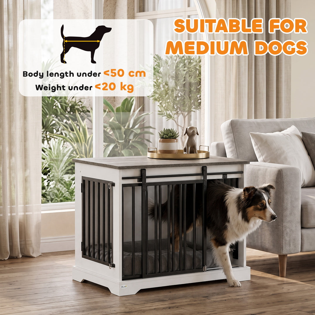80 cm Dog Crate Furniture with Sliding Barn Door for Medium Dogs - view 4