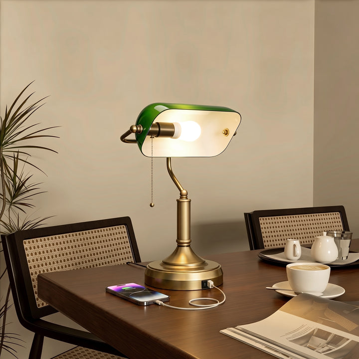 Desk Lamp with USB Ports, Banker&