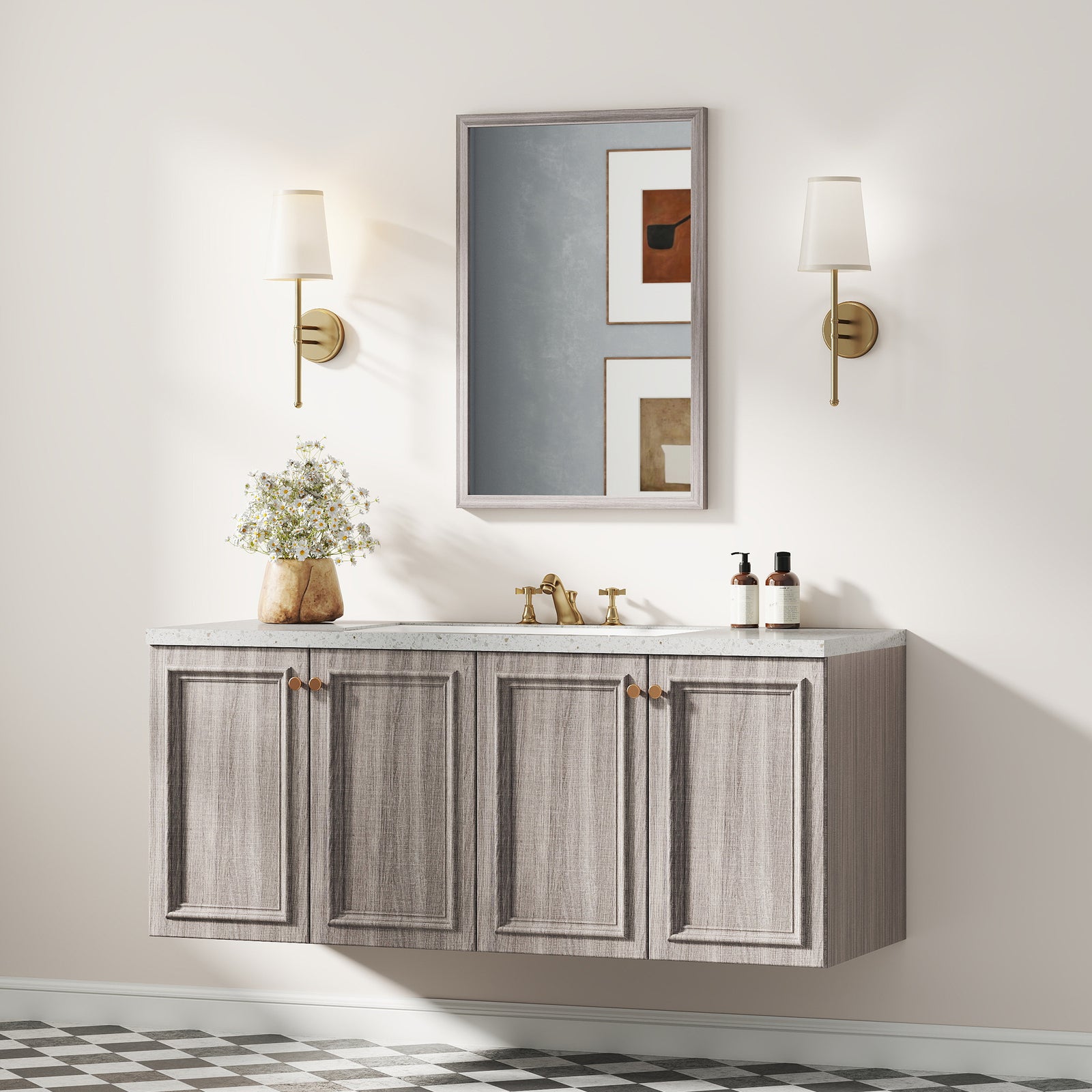 Wall Bathroom Mirror, 40 x 60 cm Wall-Mounted Mirror for Living Room, 